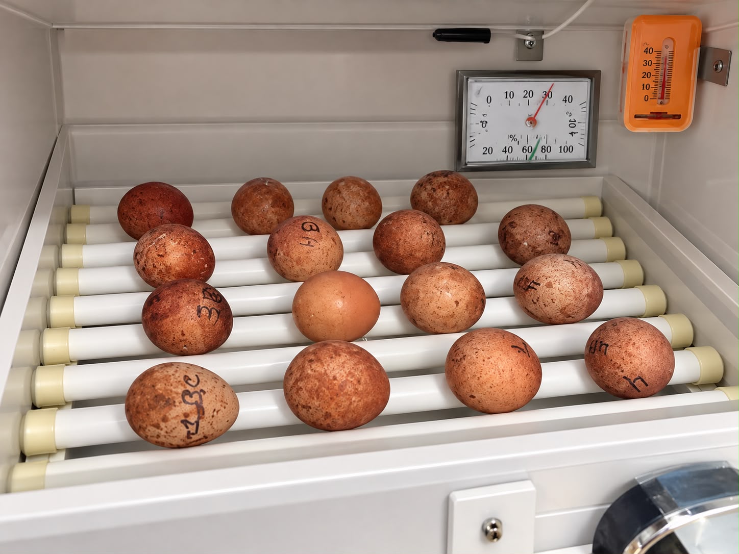 Huevos de nuestras rapaces en la incubadora del criadero